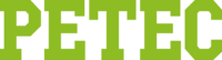 Petec-Logo Green background with stylized arrow design