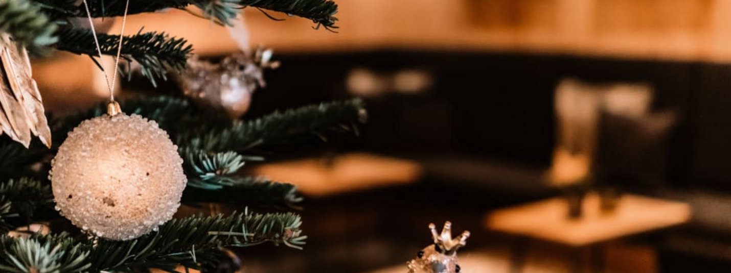 Christmas TIME Close-up of a Christmas tree decorated with baubles and bird ornaments