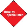 Urlaubsspezialisten Red sign with white text holiday specialists