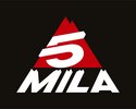 5Mila-Marche-Logo Red triangle with white number 5 and MILA text on black background